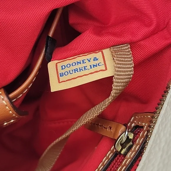 DOONEY & BOURKE Lexington Cream Pebbled Leather Tan Double Handle‎ Zip Tote Bag - Picture 8 of 15